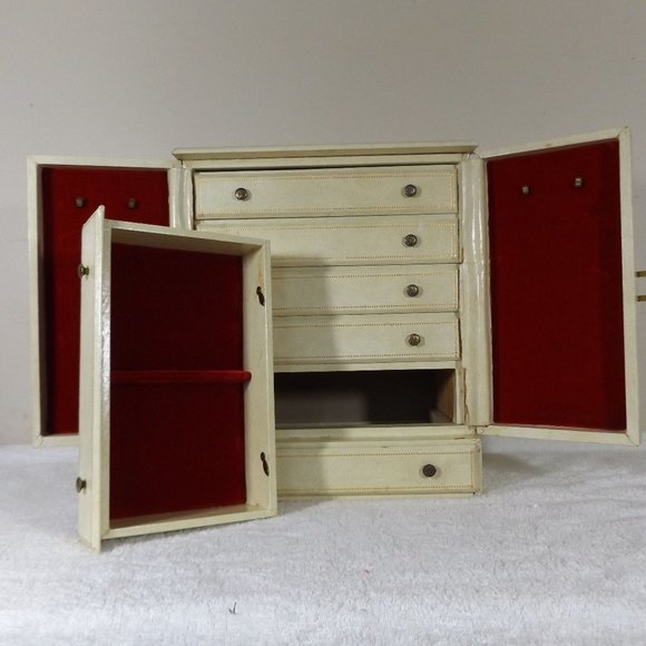 50s/60s Extra Large Jewelry Box Trunk With Six Tiers - Picture 13 of 16